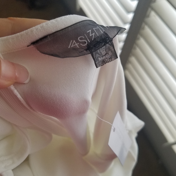 Mini Cinched-Side Crepe Spaghetti Strap Little White Wrap Dress NWT - Picture 12 of 13